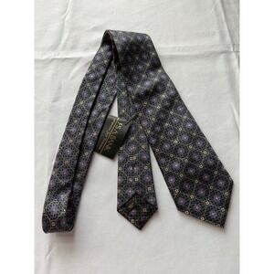 J.S. A. Bank Necktie Signature Gold‎ Collection Floral Black Pattern